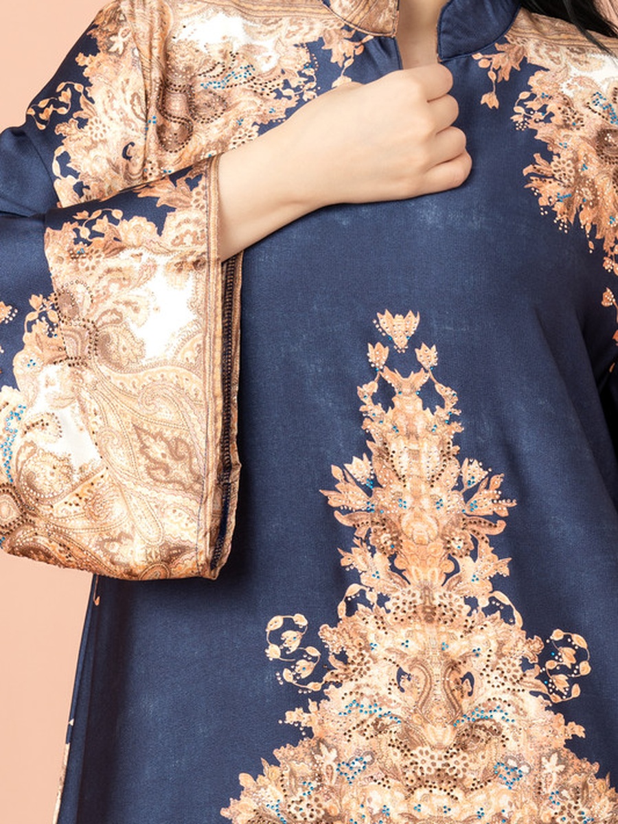 Mandarin Collar Printed Jalabiya