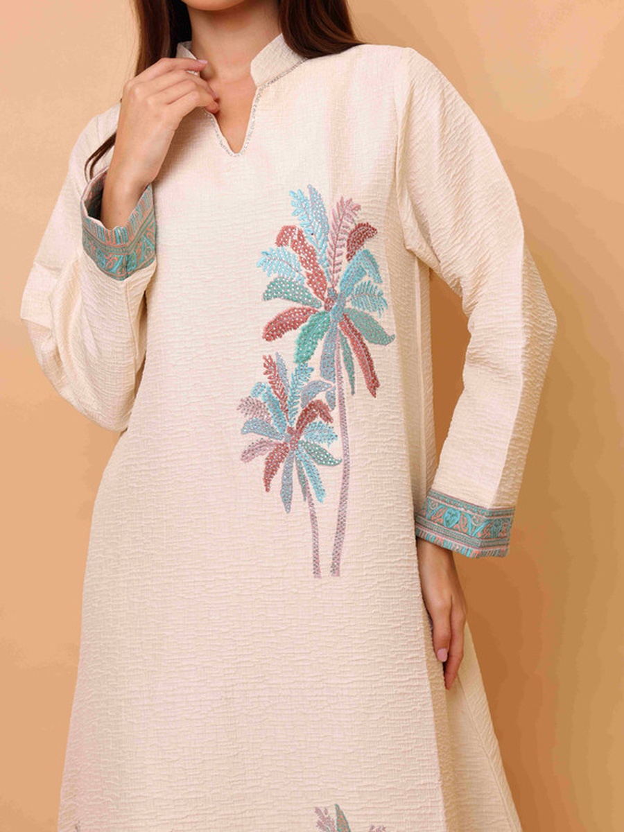 Elegant Printed Jalabiya with Palms Design