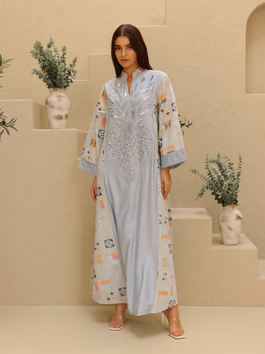 Luxury Geometric Detail Sequin Front Jalabiya