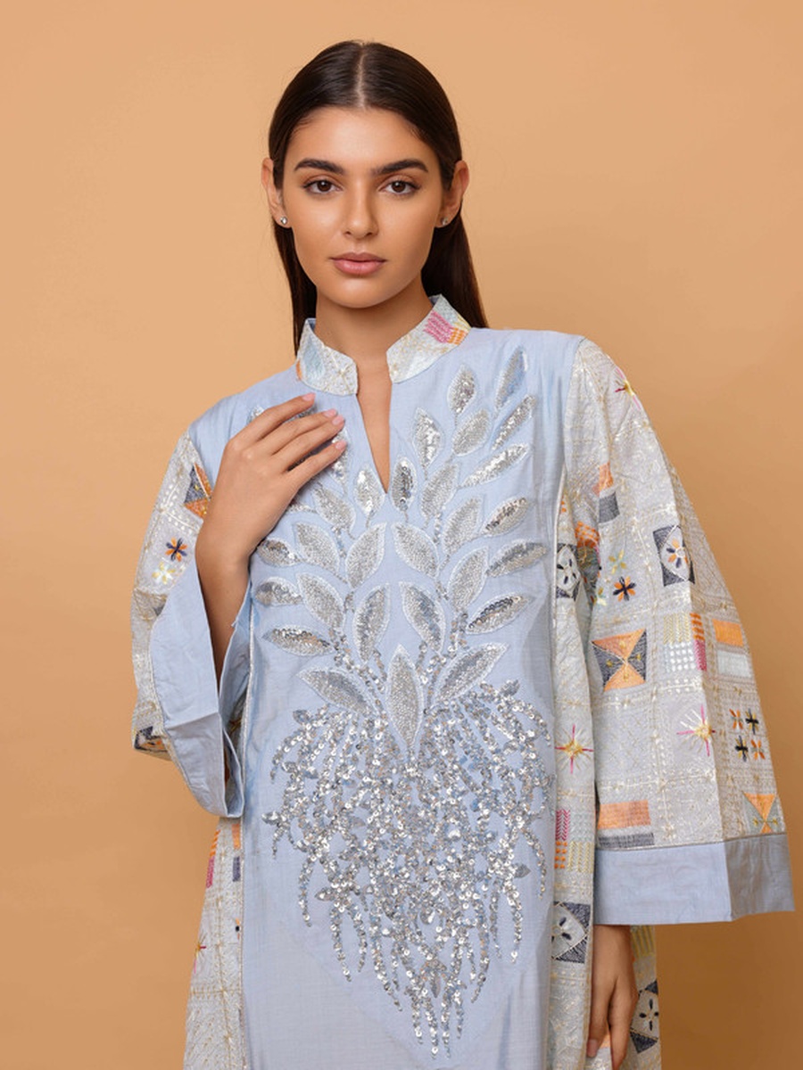 Luxury Geometric Detail Sequin Front Jalabiya