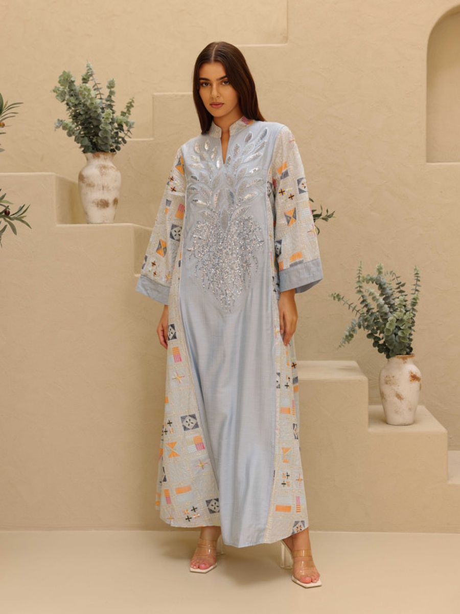 Luxury Geometric Detail Sequin Front Jalabiya