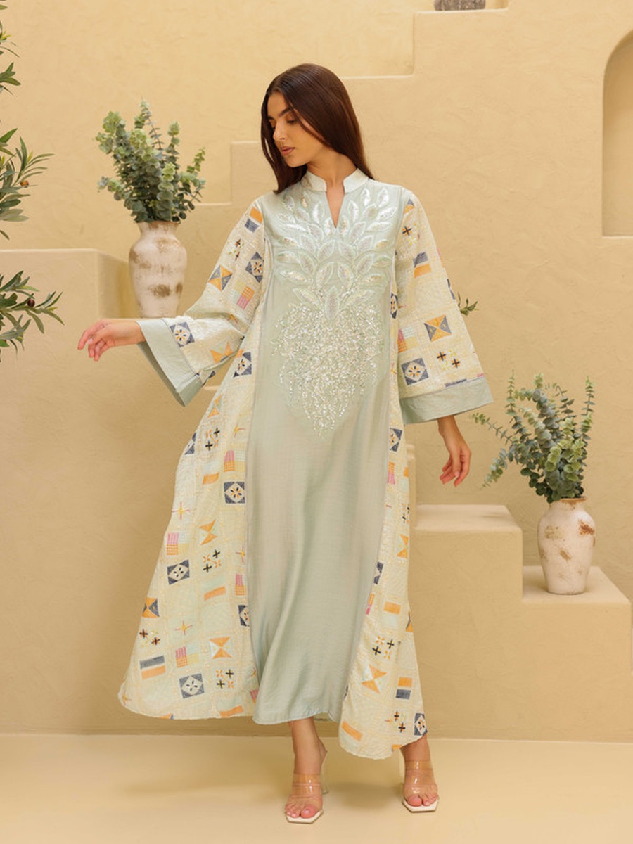 Luxury Geometric Details Sequin Front Jalabiya