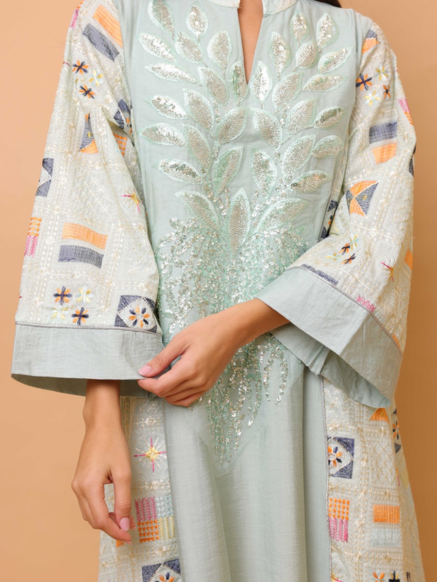 Luxury Geometric Details Sequin Front Jalabiya