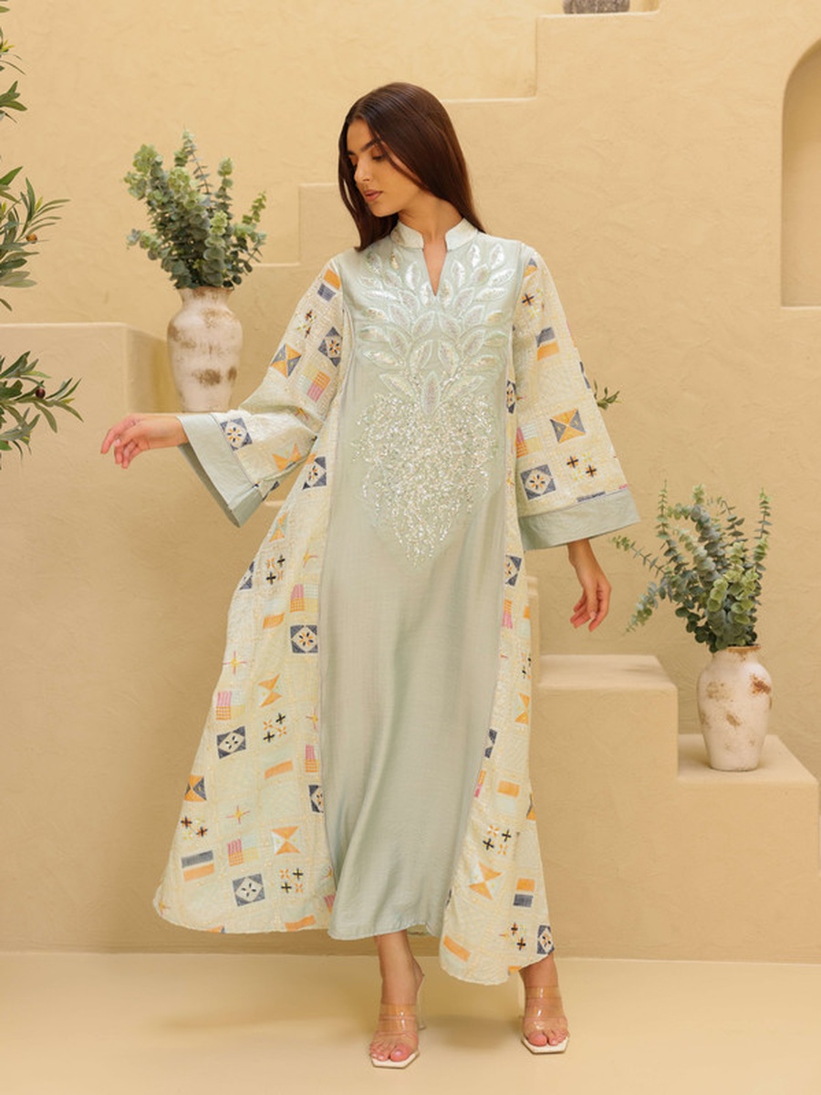 Luxury Geometric Details Sequin Front Jalabiya