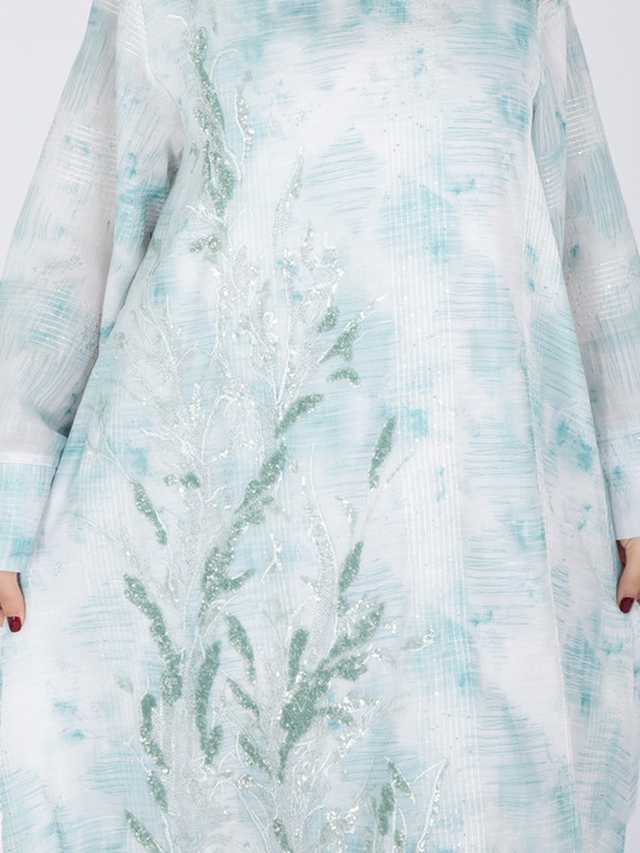 Crystal Embellished V Neck Jalabiya