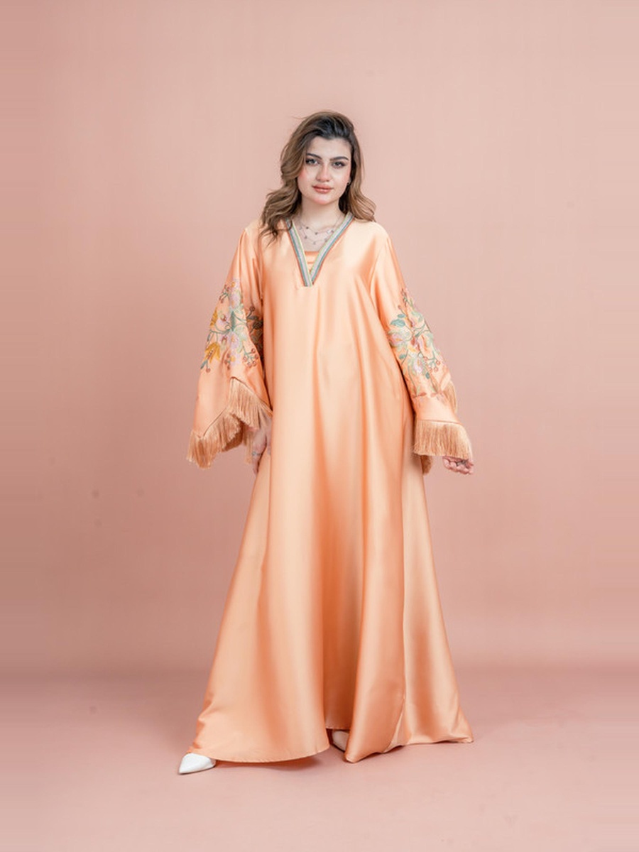 Shimmer Detail Sleeves Embroidered Jalabiya