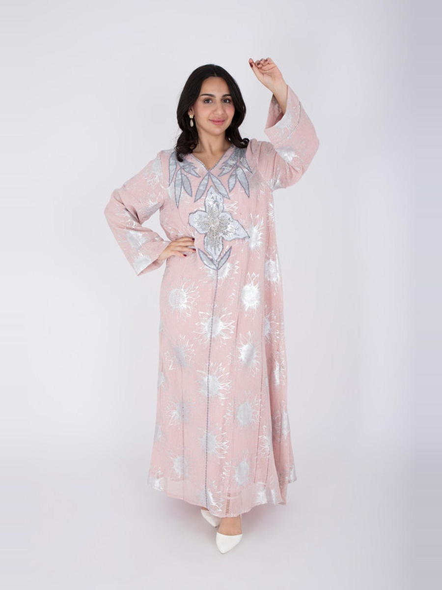 Embellished V Neck Jalabiya