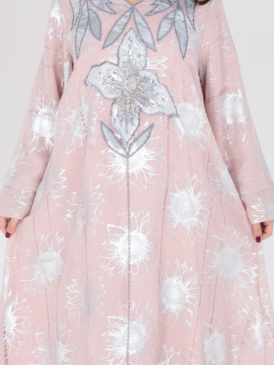 Embellished V Neck Jalabiya