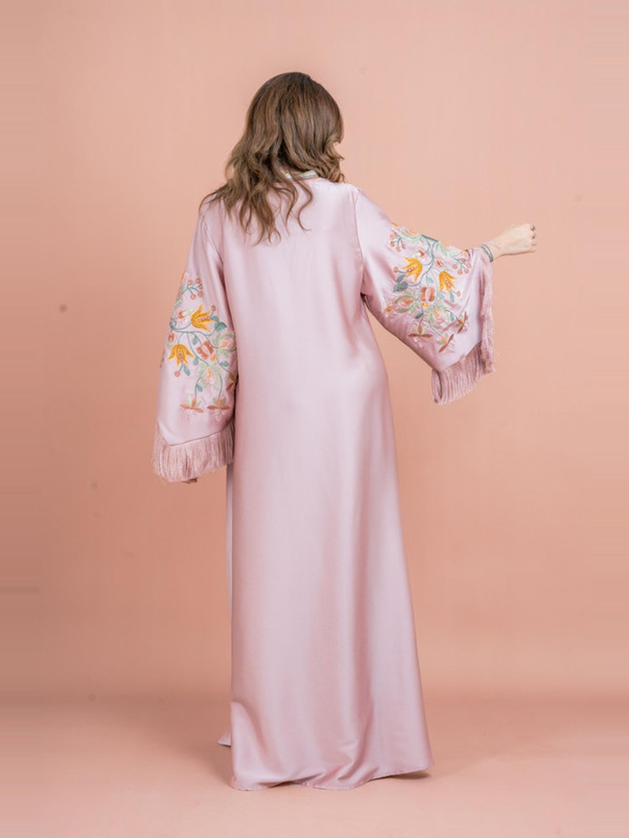Shimmer Detail Sleeves Embroidered Jalabiya
