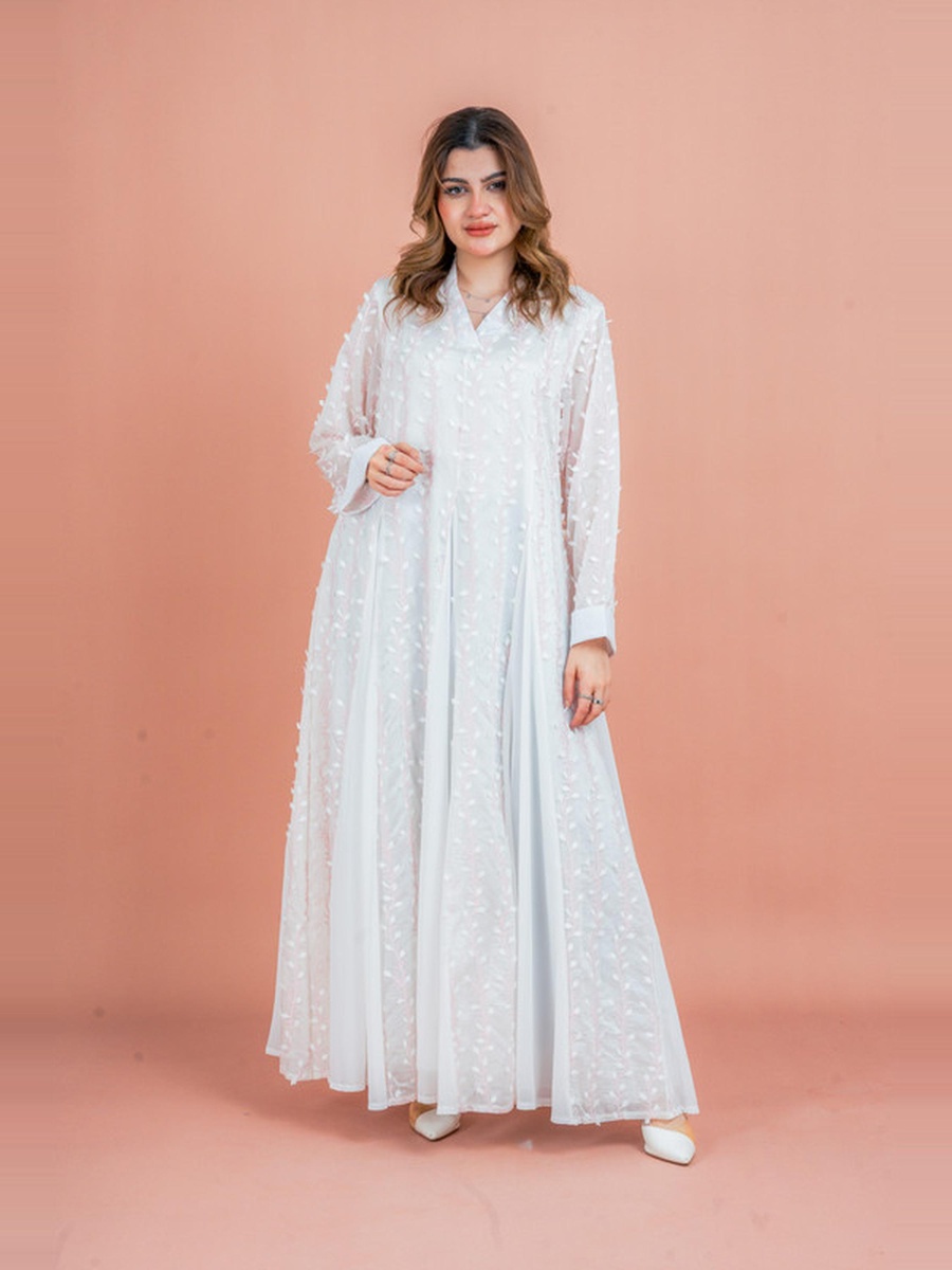 Soft Petals Embroidered Jalabiya