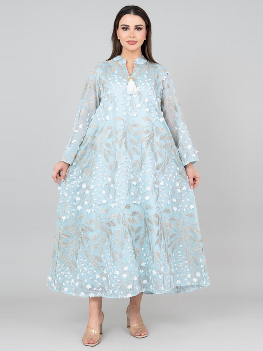Soft Petals Embroidered Jalabiya