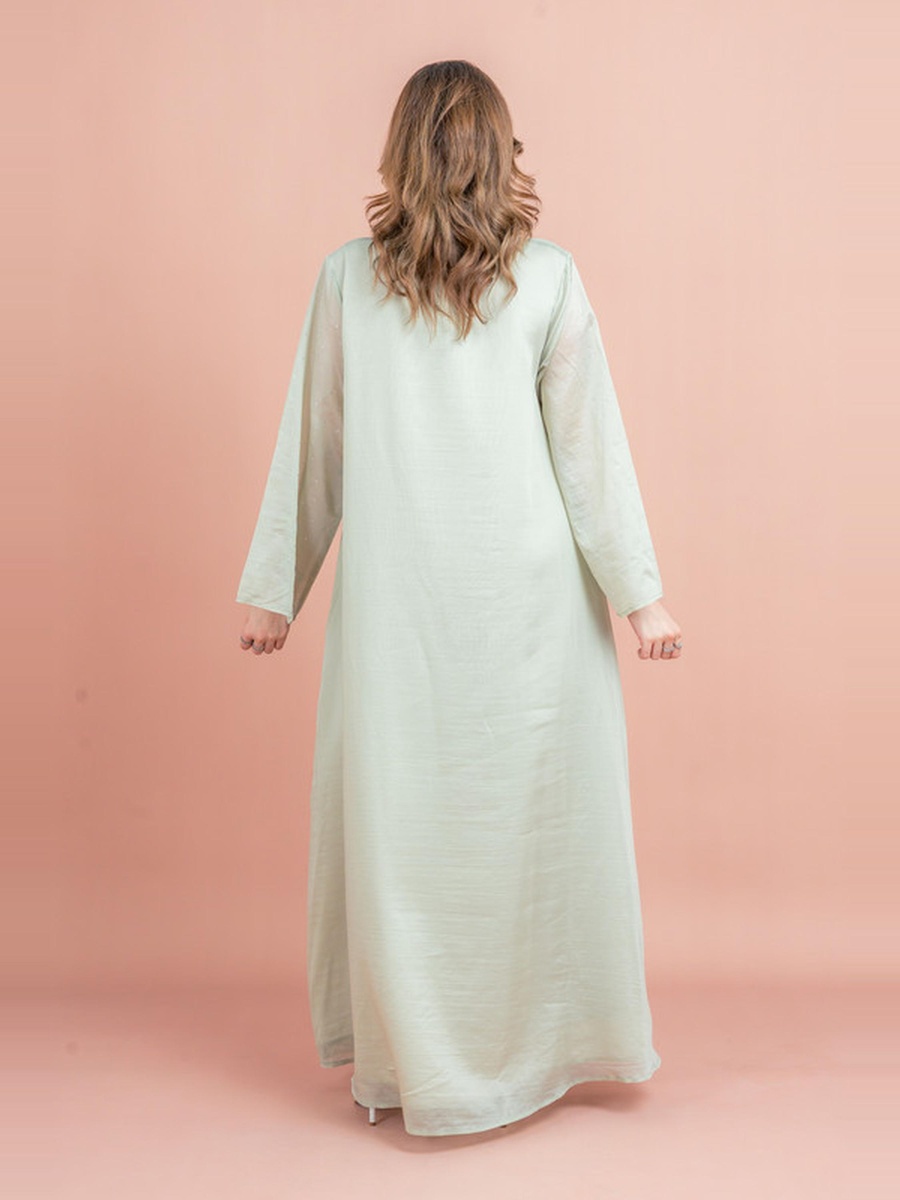 Floral Embroidery Flared Sleeves Jalabiya