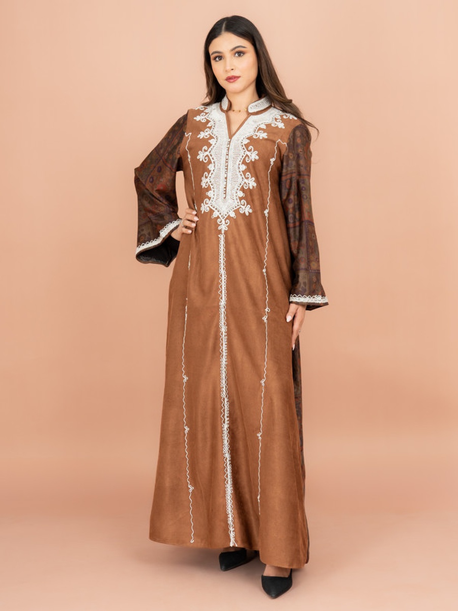 Embroidery Winter Straight Cut Jalabiya