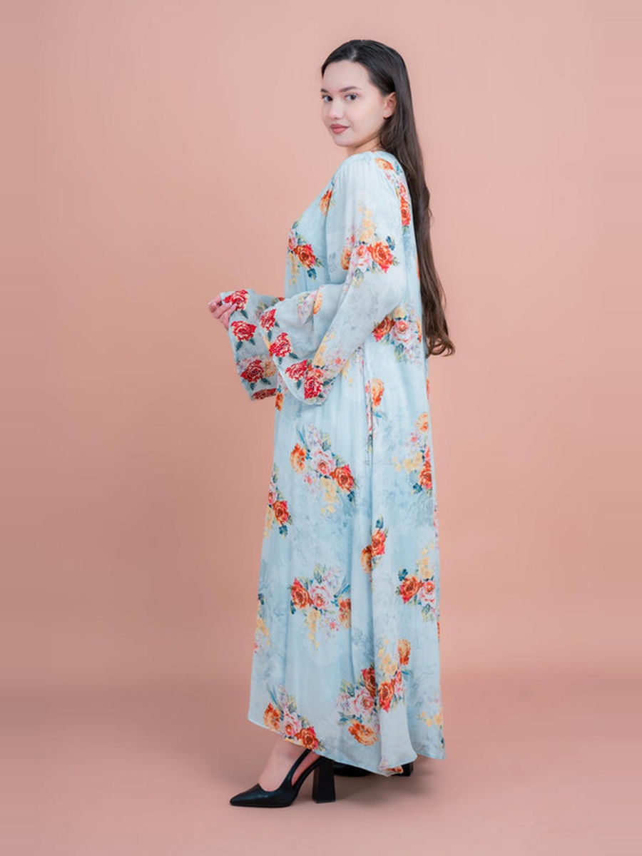 Floral Print Long Sleeve Jalabiya