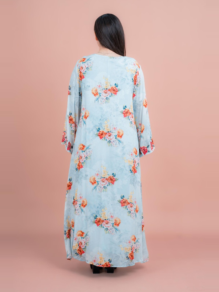 Floral Print Long Sleeve Jalabiya