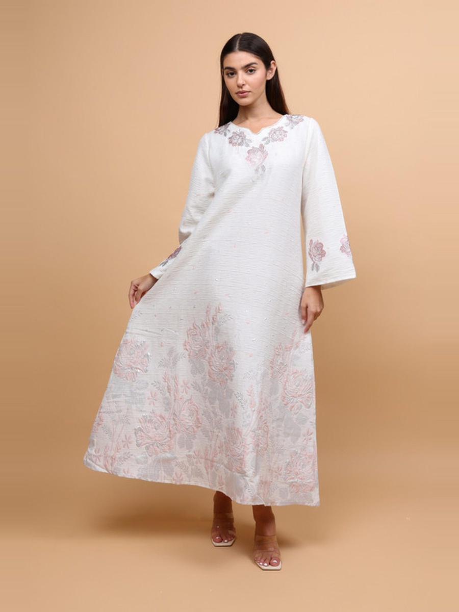 Floral Crystal Textured Jalabiya