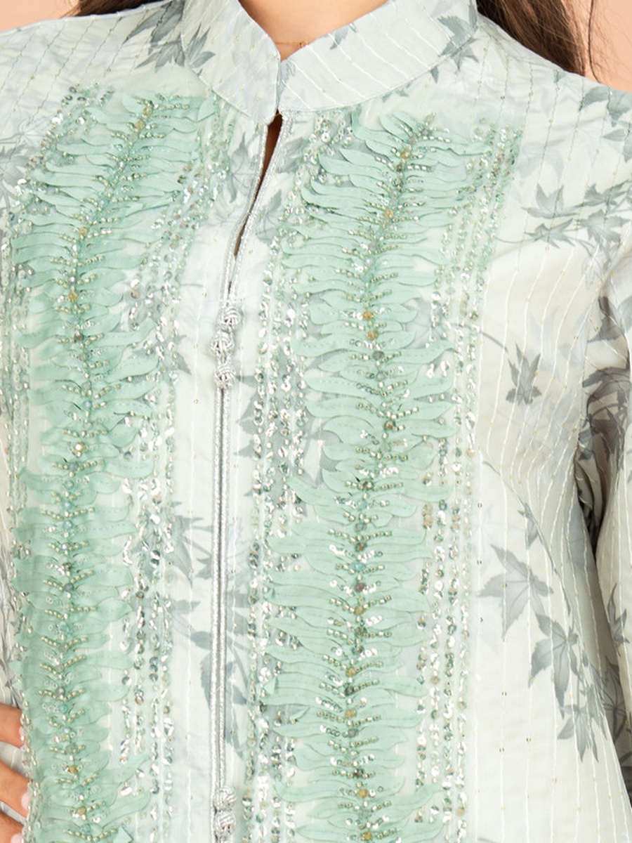 Mandarin Collar Printed Elegant Jalabiya