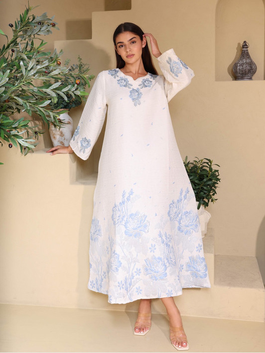 Floral Crystal Textured Jalabiya