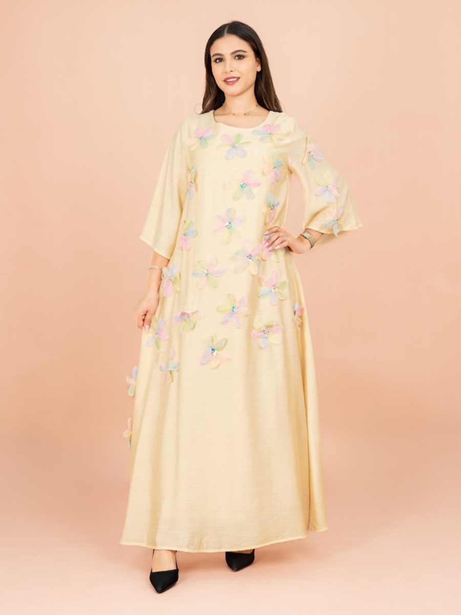 3D Flower Applique Modern Jalabiya