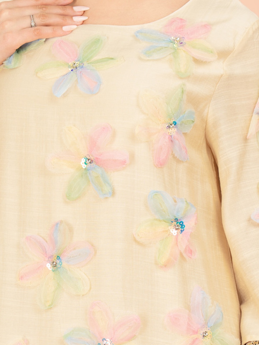 3D Flower Applique Modern Jalabiya