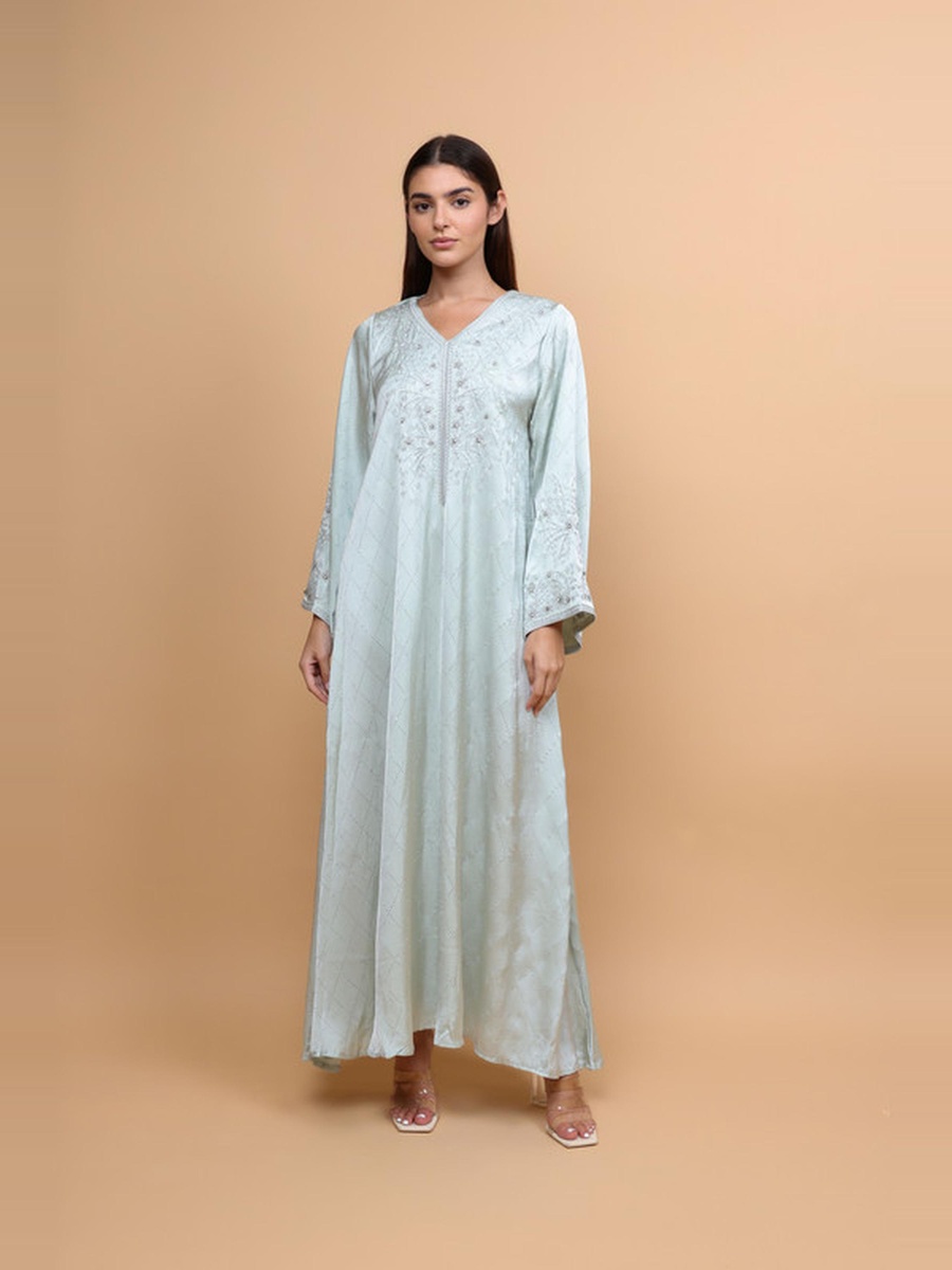 Embroidered V Neck Jalabiya