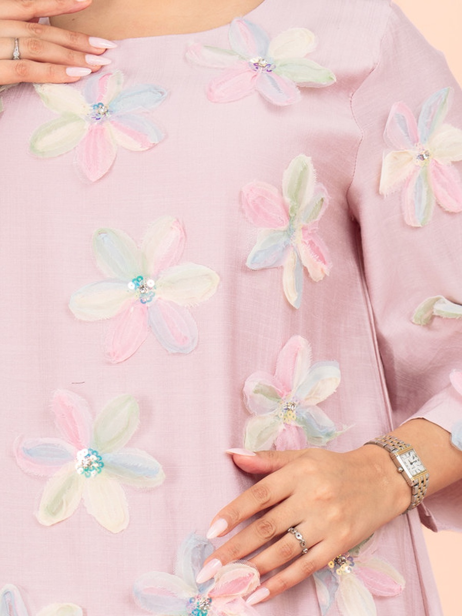 3D Flower Applique Modern Jalabiya