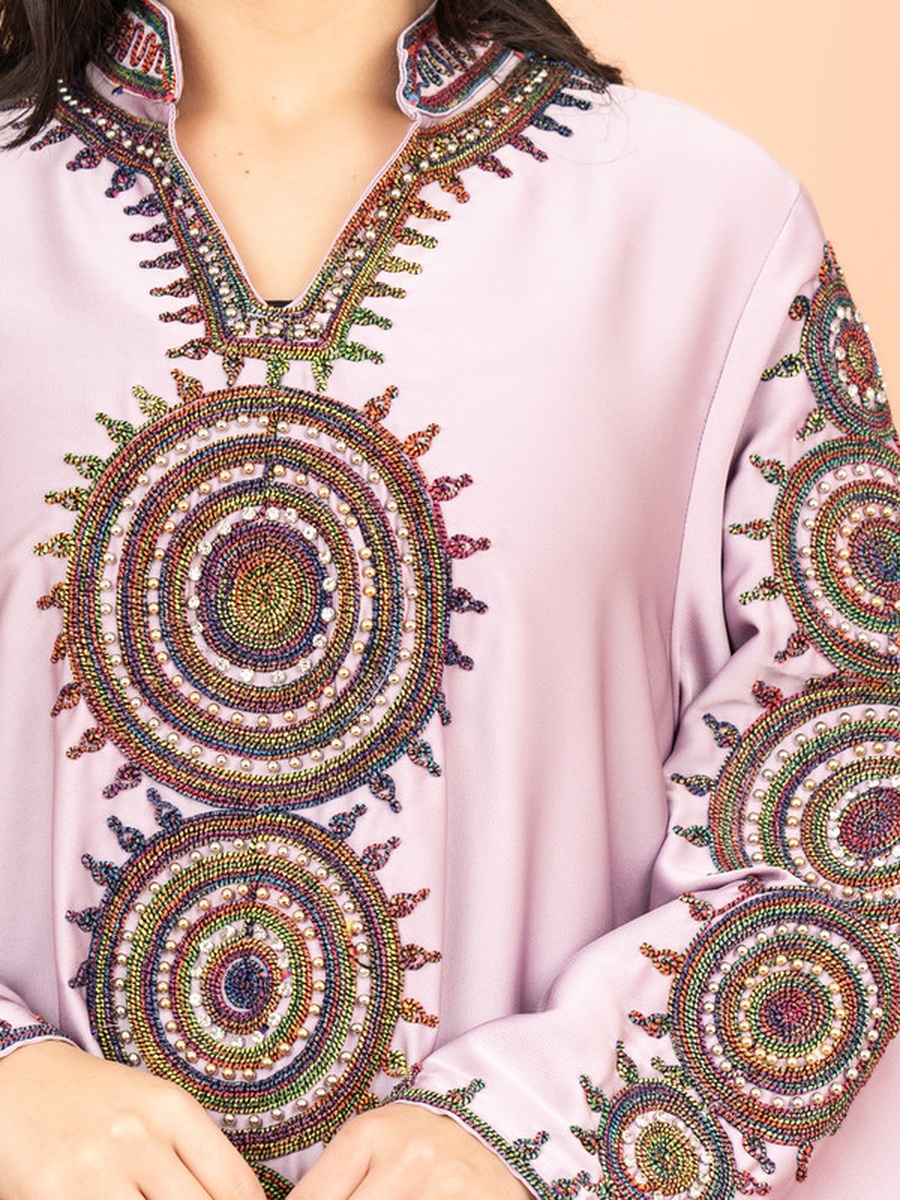 Embroidered Pattern Long Sleeves Jalabiya