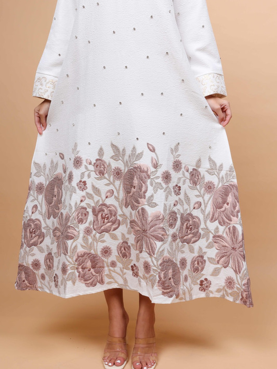 Floral Pattern Embellished Jalabiya