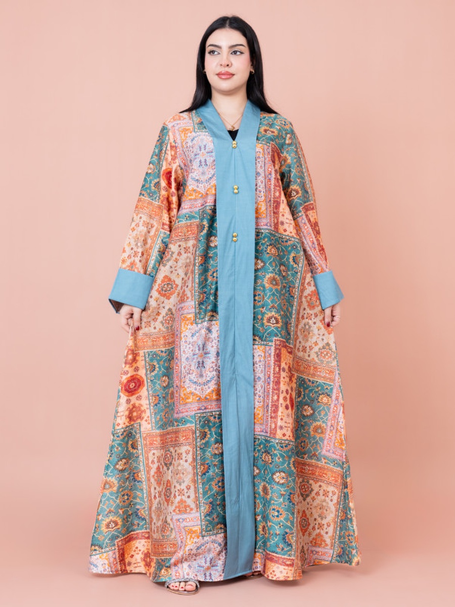 All Over Print V Neck Jalabiya
