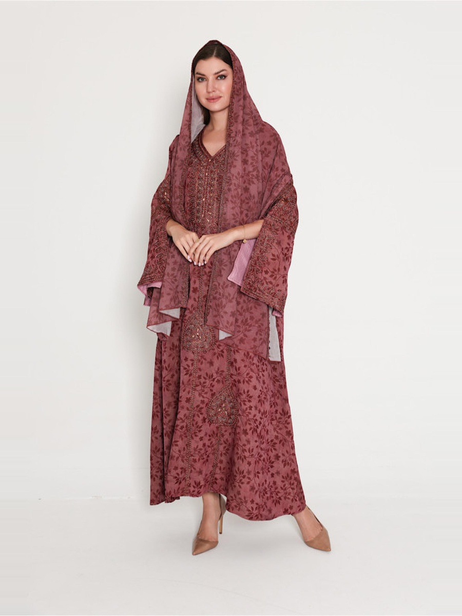 Wide Split Sleeve Jalabiya with Scarf