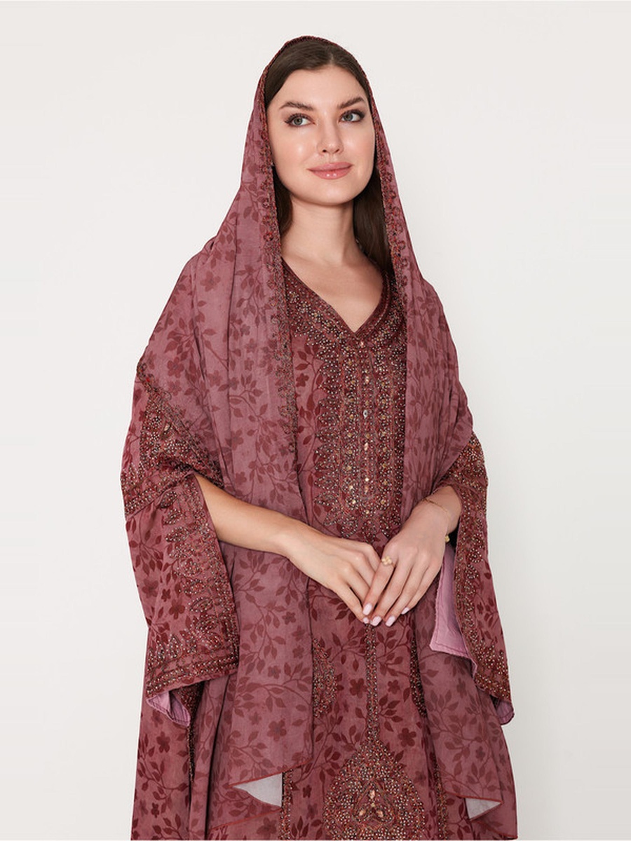 Wide Split Sleeve Jalabiya with Scarf