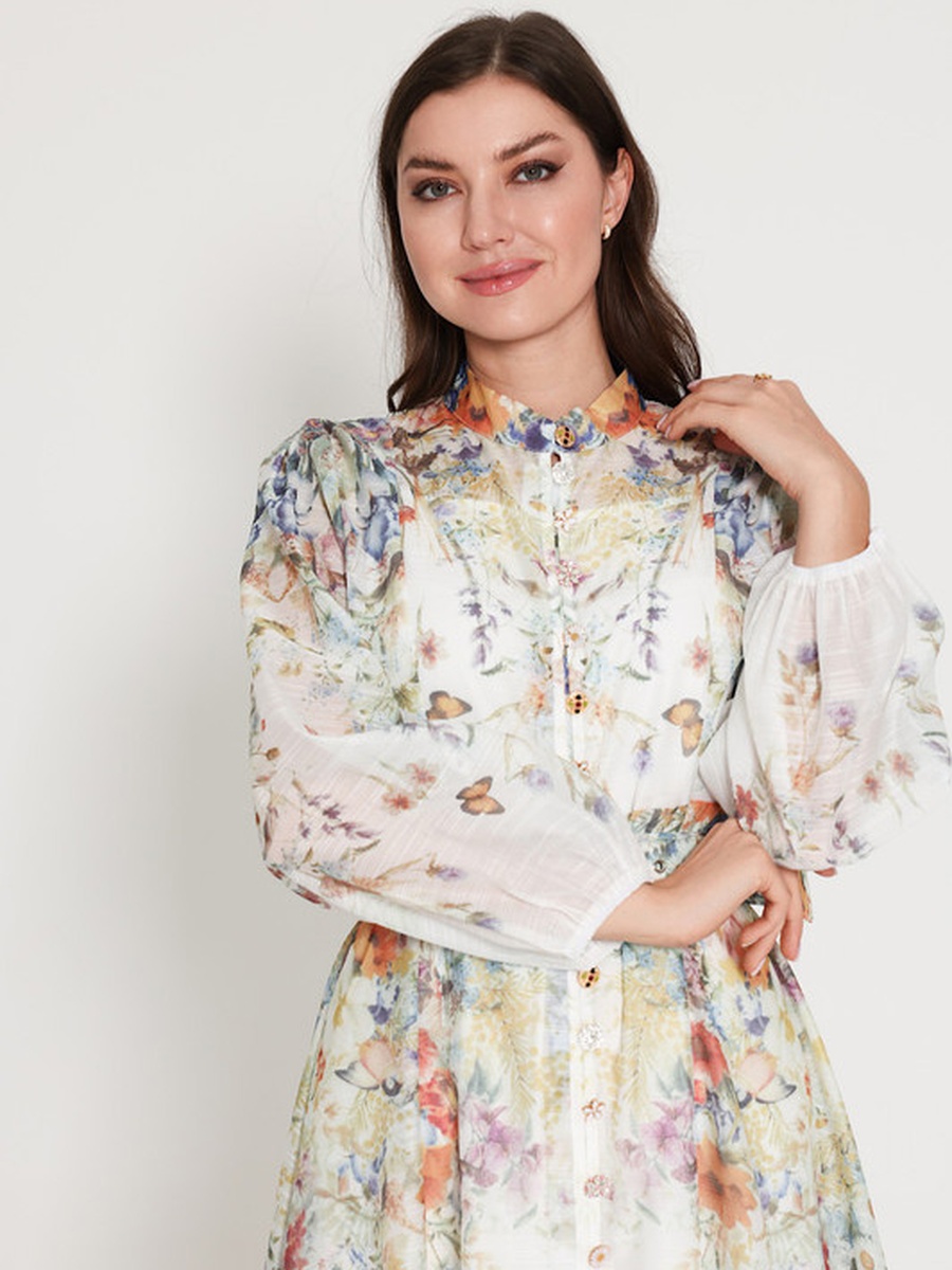 Floral Print Belted Midi Dress