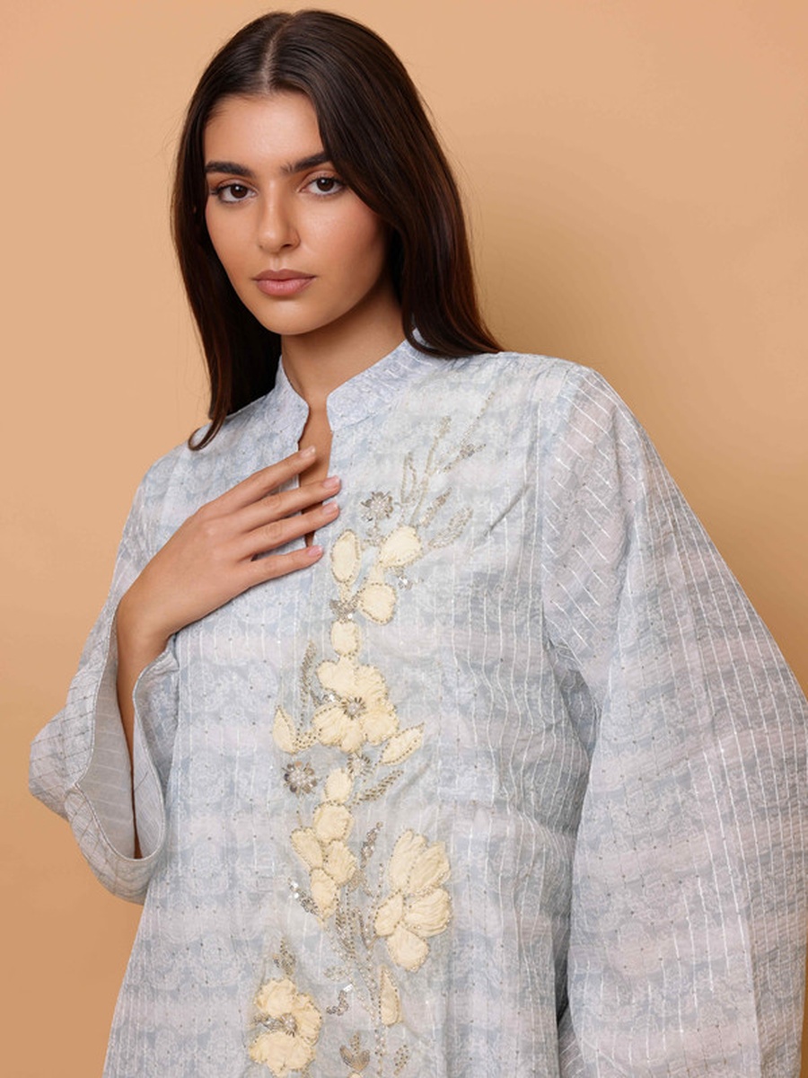Floral Embroidered A-Line Jalabiya