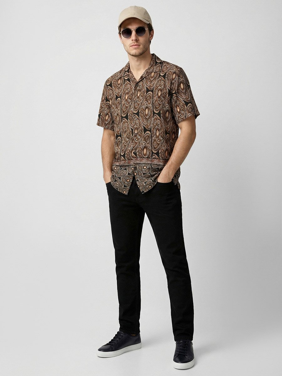 Men Printed Cuban Collar Shirt
