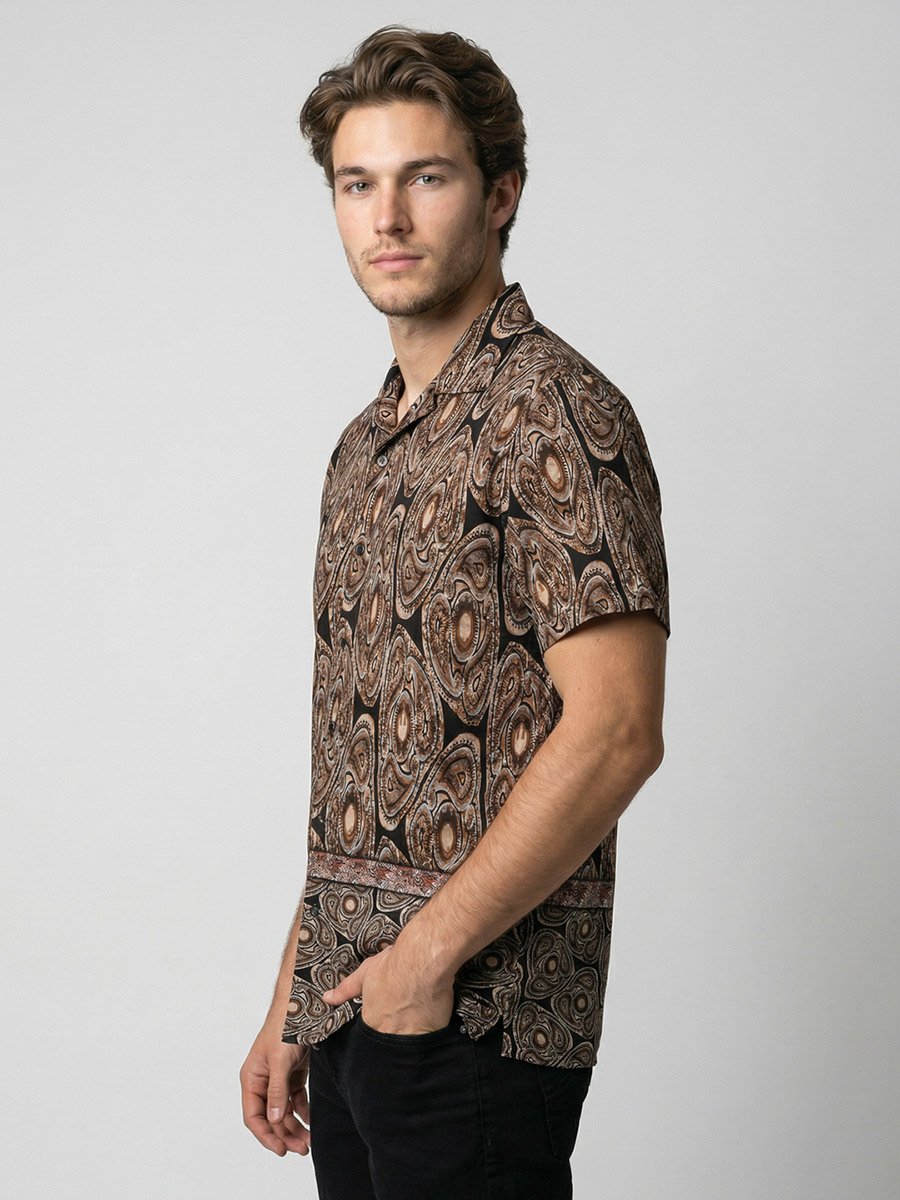 Men Printed Cuban Collar Shirt