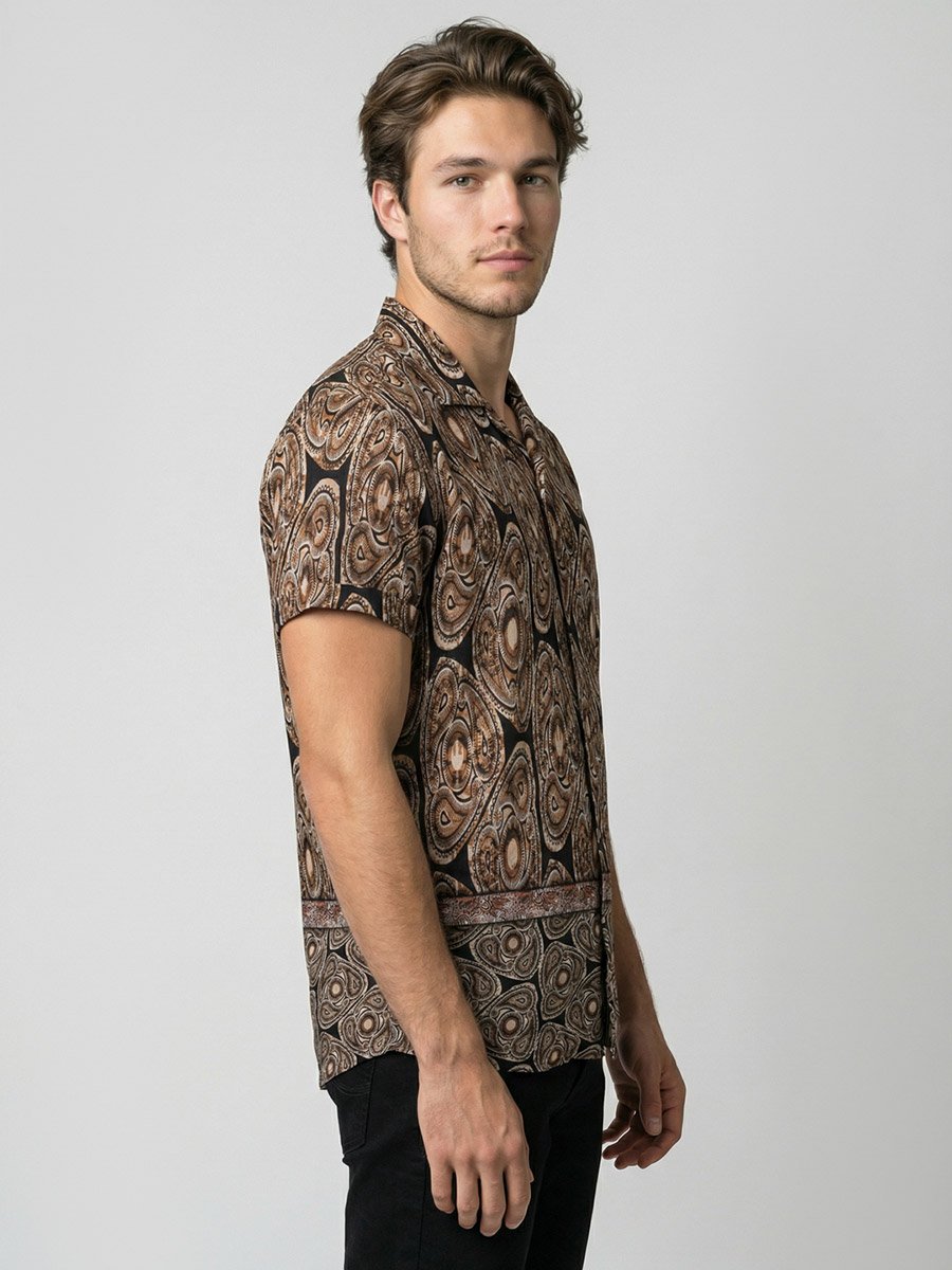 Men Printed Cuban Collar Shirt