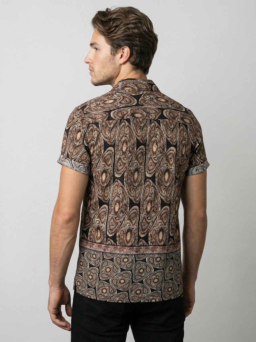Men Printed Cuban Collar Shirt