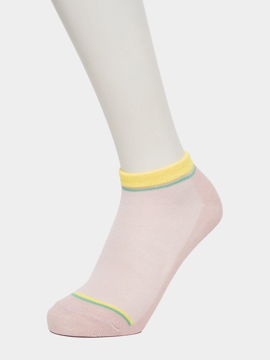 Pack of 5 - Contrast Cuff Ankle Socks