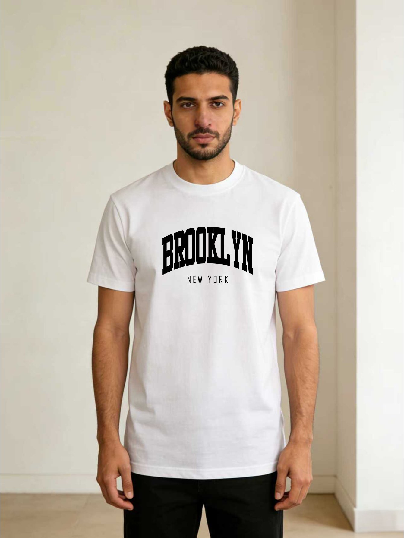 Men Brooklyn Print Crew Neck T-Shirt