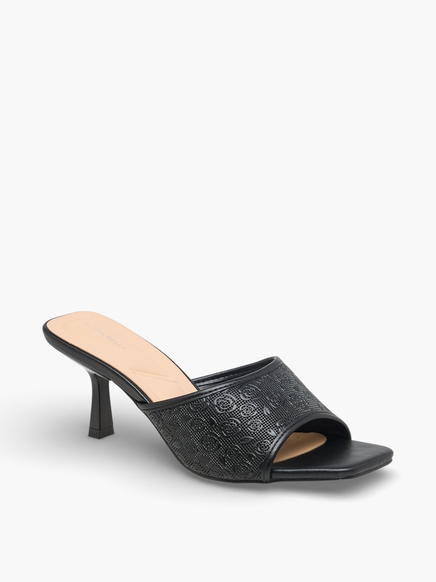 Women Floral Textured Flared Heel Sandals