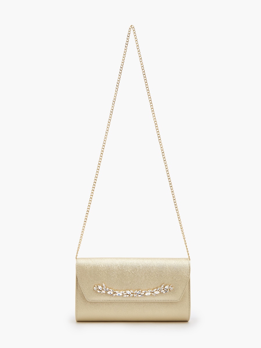 Embellished Clutch with Detachable Chain Strap