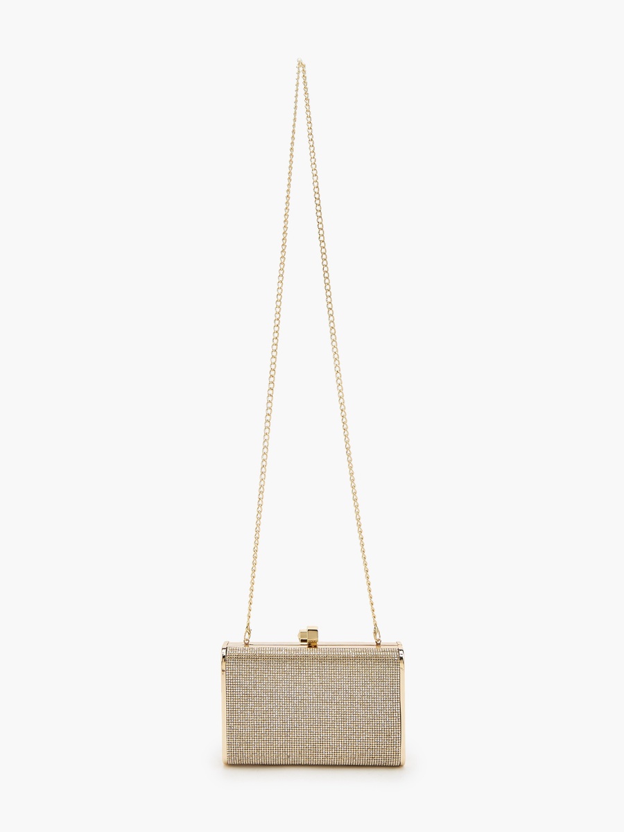 Embellished Clutch with Detachable Chain Strap