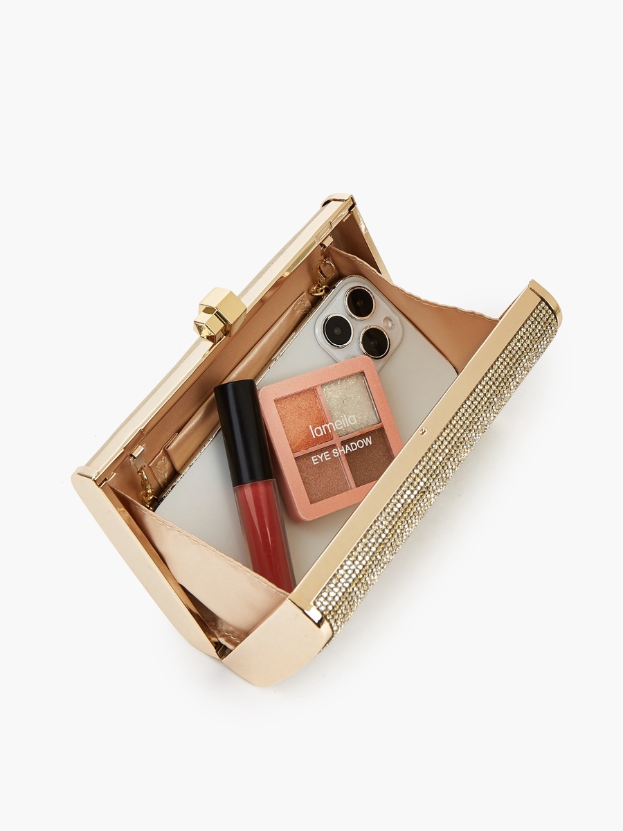 Embellished Clutch with Detachable Chain Strap