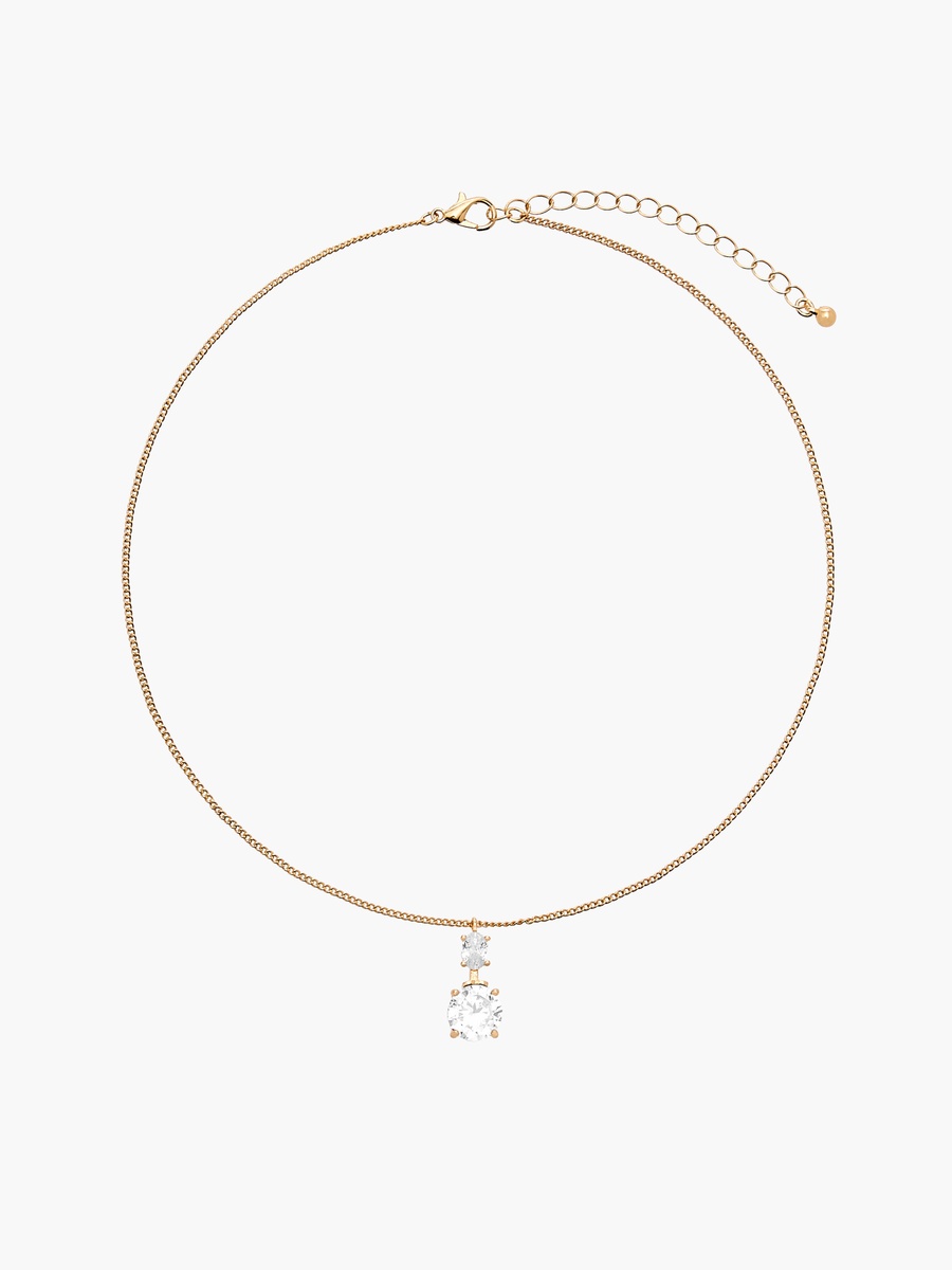 Set of 2 Embellished Metal Necklace and Earrings