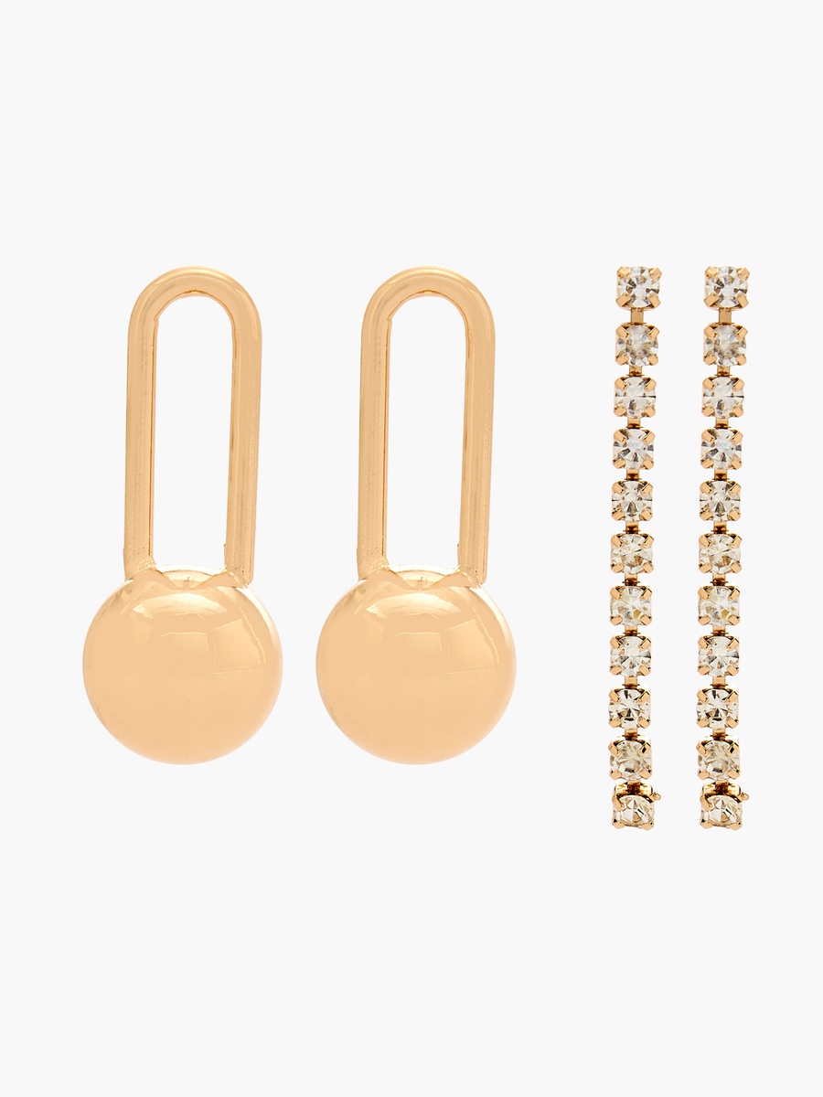 Pack of 2 Gold Tone Assorted Earrings with Pushback Closure