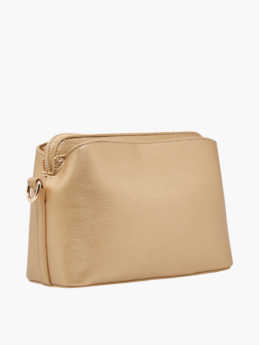 Solid Crossbody Bag with Detachable Strap