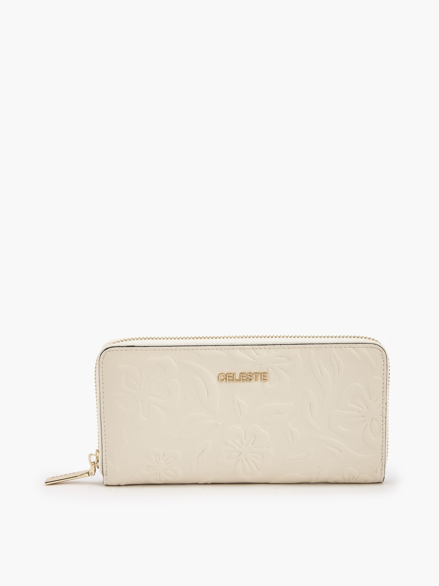 Floral Embossed Zip Around Wallet