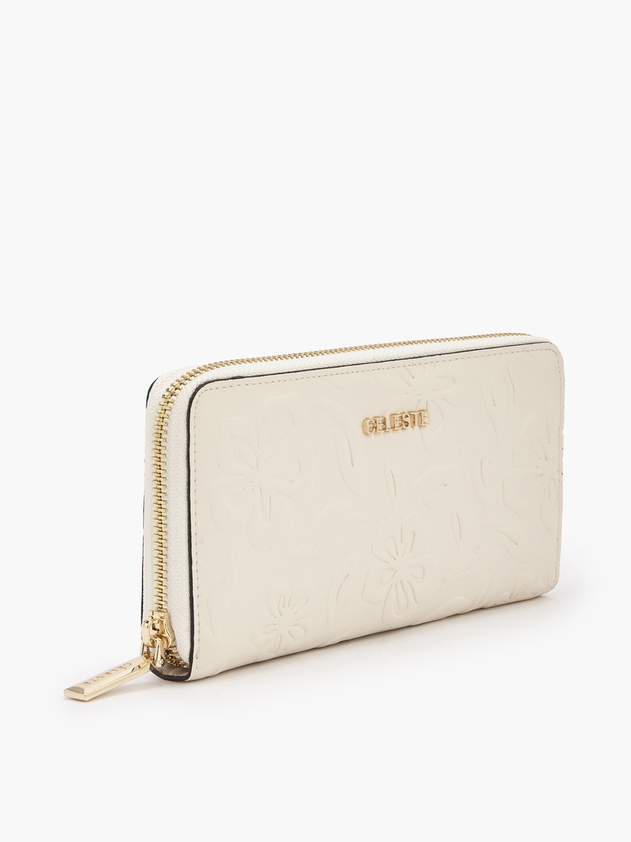 Floral Embossed Zip Around Wallet