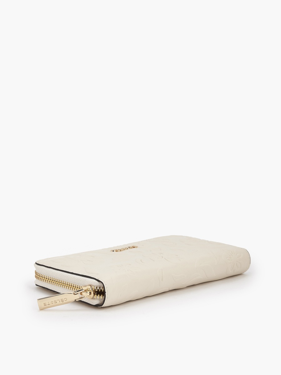 Floral Embossed Zip Around Wallet