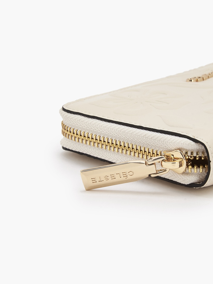 Floral Embossed Zip Around Wallet
